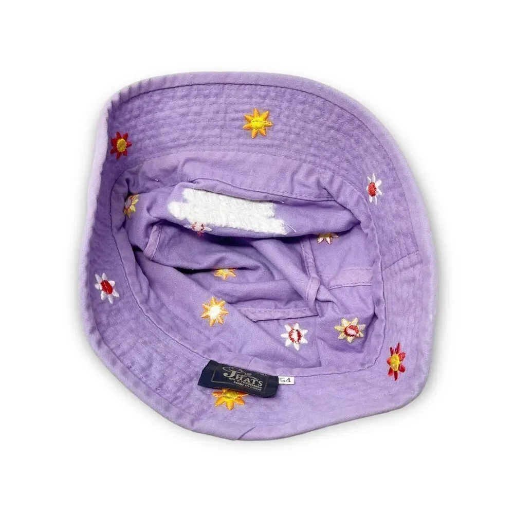 JHats Purple Flower Sun Bucket Hat Cap Child Size Vintage Ocean Breeze Waterpark